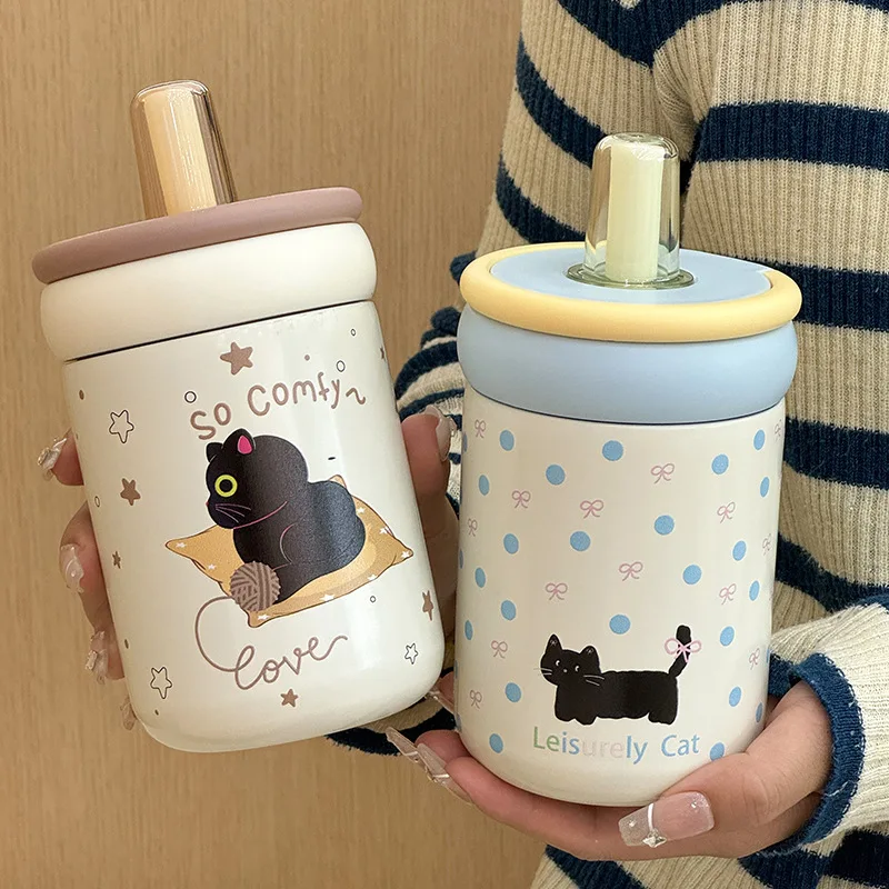 

500ml 316 Stainless Steel Thermo Cafe Coffee Mug With Straw Vacuum Flask Insulated Cup Portable Coffee Thermo Cup Thermos Bottle
