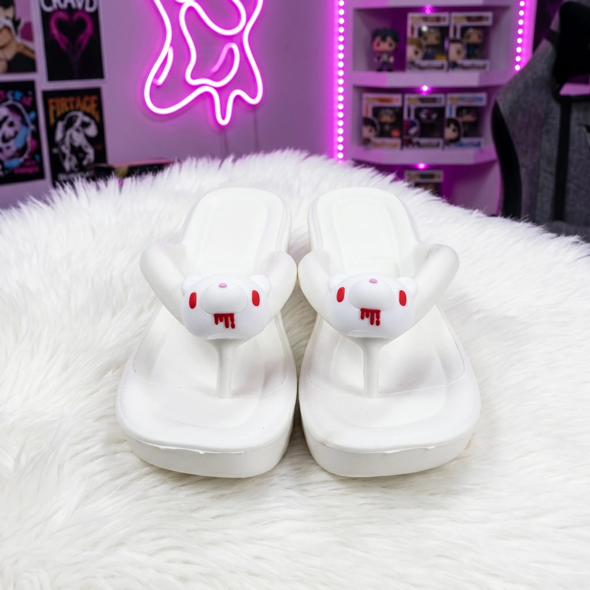 

Women's Cute Cartoon Platform Flip Flops, Thick Sole Non-Slip Beach Slides for Summer Outdoor