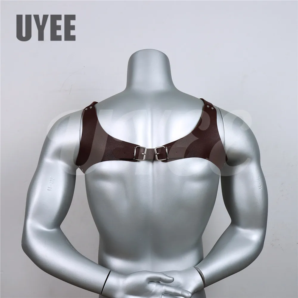 UYEE Punk Fashion PU Leather Suspenders for Men Shirt Trousers Buckle Adjustable Belts Vest Straps Braces Harness Rave Fetish