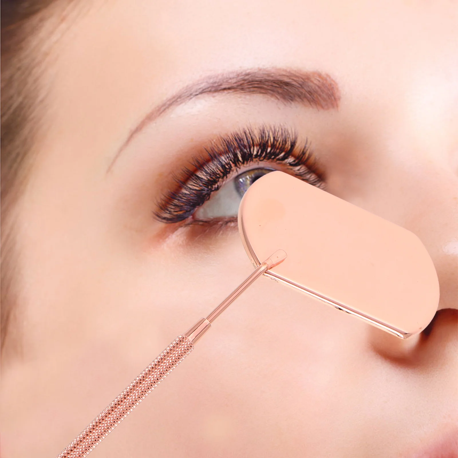 

Lash Mirror for Eyelash Extension Stainless Steel Detachable Small Handheld Makeup Mirror Lash Tech Supplies Rose Gold