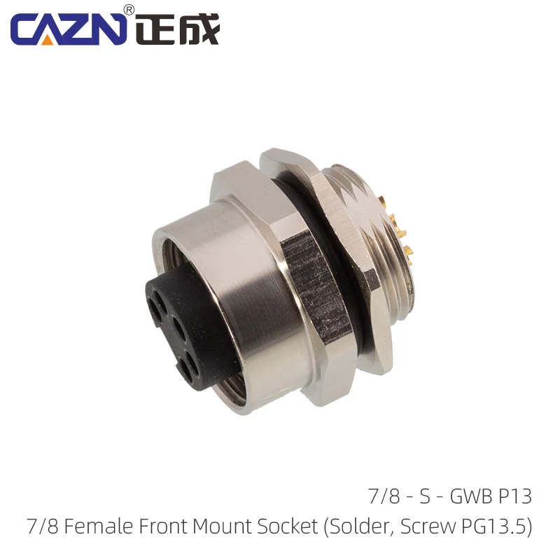 Sensor Automotive 7/8 Solder Front&Back Mount Socket Male and Female Waterproof IP67 PG13.5 300V Circular Adapter Connectors