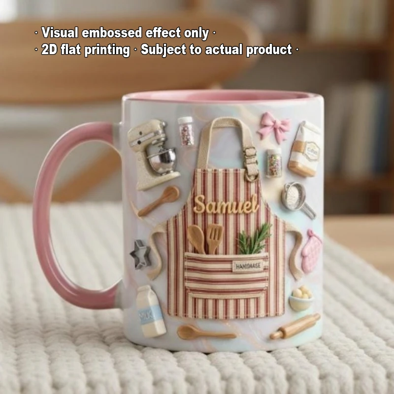 Custom Baker Mug 2D Print Personalized Name Text Ceramic Coffee Cup for Tea Cocoa Milk Juice Birthday Housewarming Gift