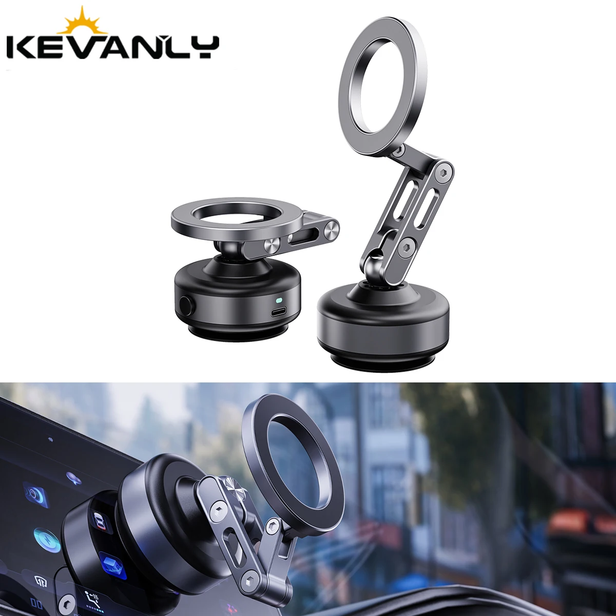 Vacuum Magnetic Suction Cup Car Mobile Phone Mount Universal Folding Phone Stand Universal Auto Phone Stand for 4-7 Inches