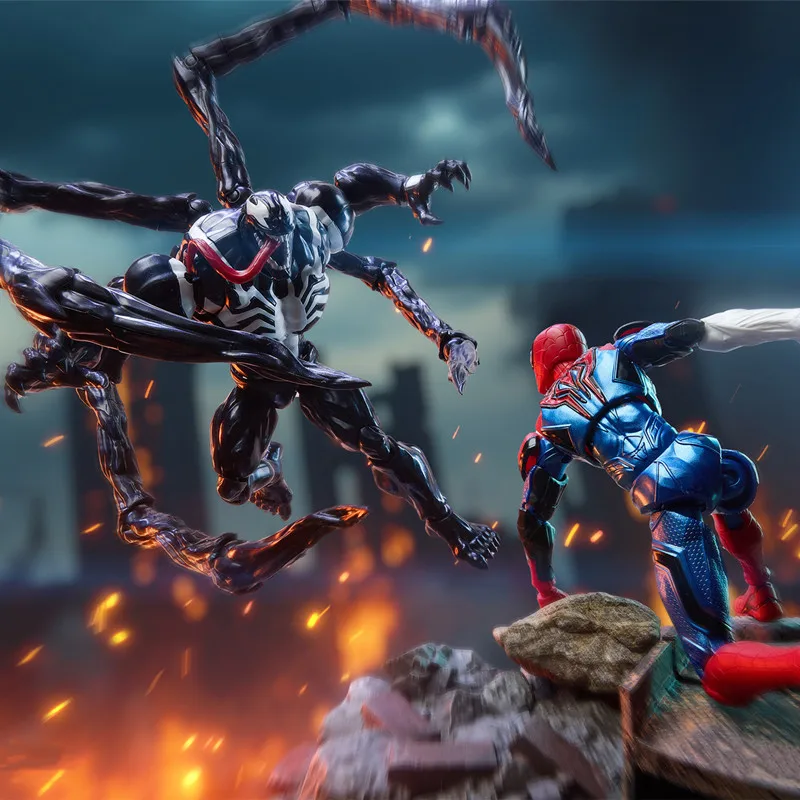 BLOKES Miguel O'Hara Spider-Man Venom Beyond-versie Action Figure Beweegbaar model Assemblage Speelgoed Desktop Ornament Verjaardagscadeaus