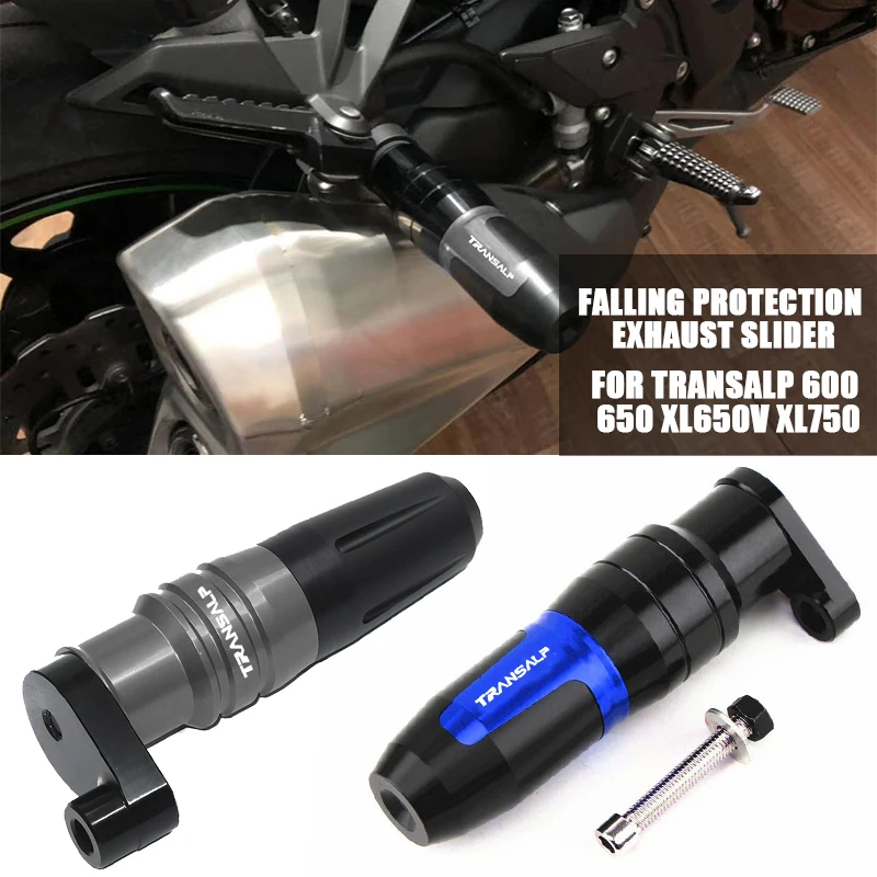 

FOR TRANSALP 600 650 XL650V XL750 Motorcycle Falling Protection Exhaust Slider Crash Pad Aluminum Alloy With Logo TRANSALP