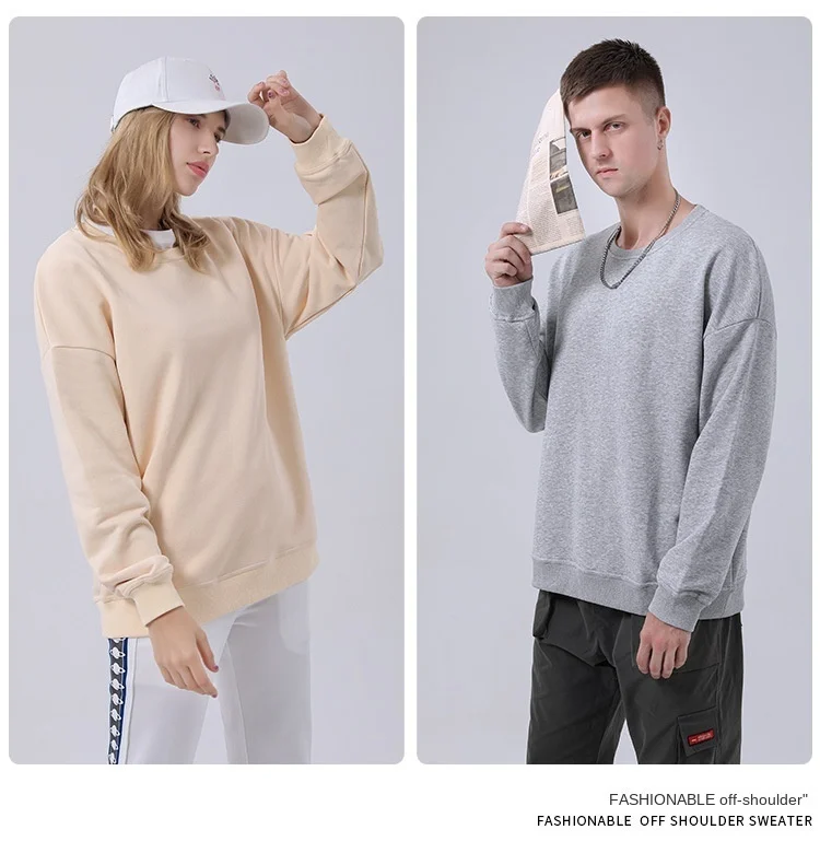 Warm Sweatshirts Women Spring Winter Solid O-neck Long Sleeve Pullovers Harajuku Casual Cotton 5XL Streetwear Couple Clothing