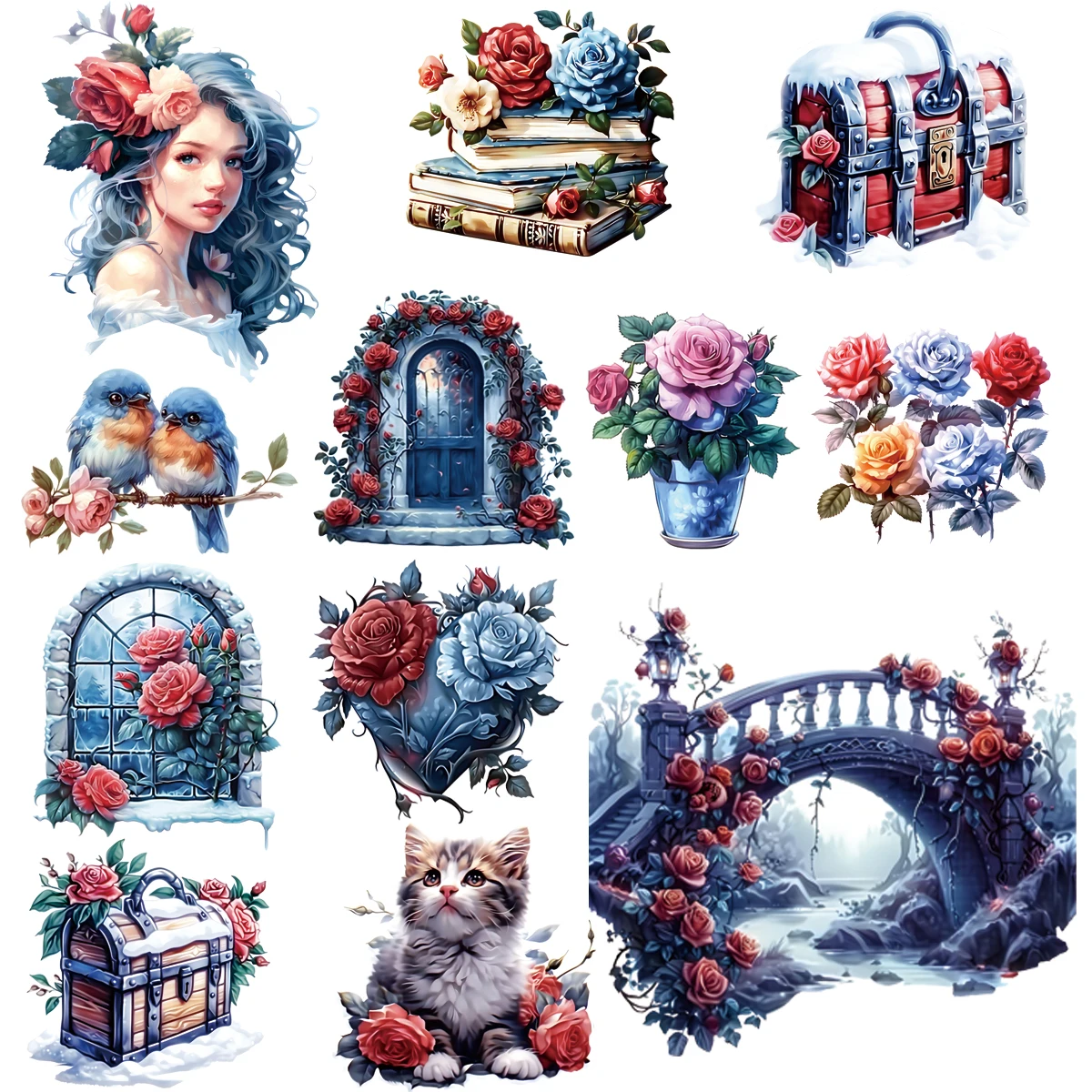 1 Set of Rose Fairy Series Stickers Fairy Book Stickers Decoration DIY Diary Album Greeting Cards Creative Decoration Stickers