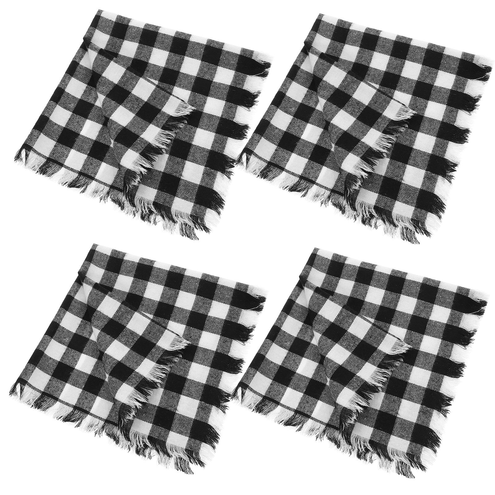 

4pcs Buffalo Check Cotton Plaid Dinner Napkins For Dining Table Decor Farmhouse Rustic Fringe Washable Reusable Napkins Indoor
