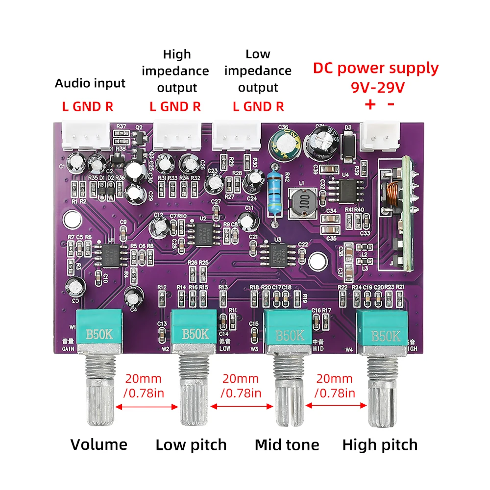 DC 9-29V オーディオミキサーフロントエンドマザーボード TINE553 アンプスピーカーゲインフロントエンドチューニング増幅ボードサウンドエフェクト