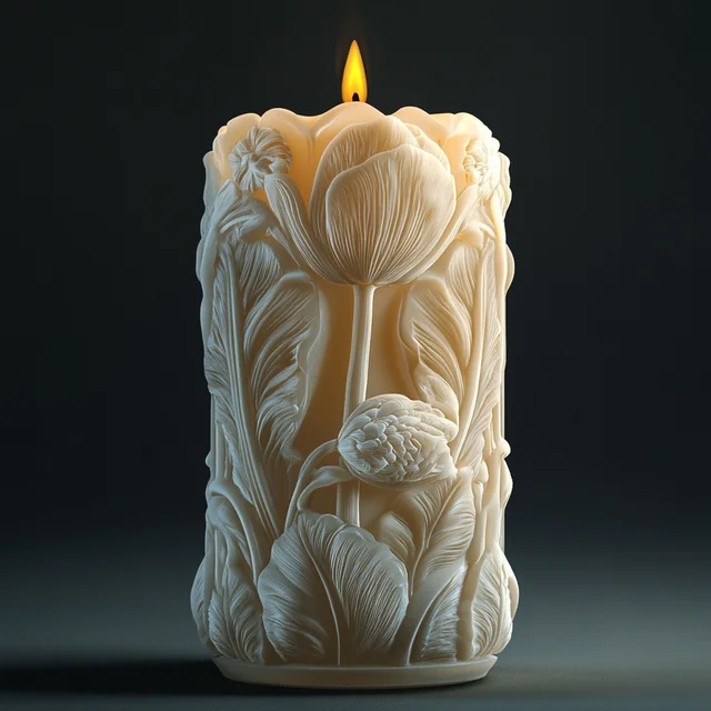 3D Rattan relief cylindryczna świeca silikonowa forma kwitnąca piwonia relief cylindryczna forma świecy kwiat cylindryczne formy gipsowe