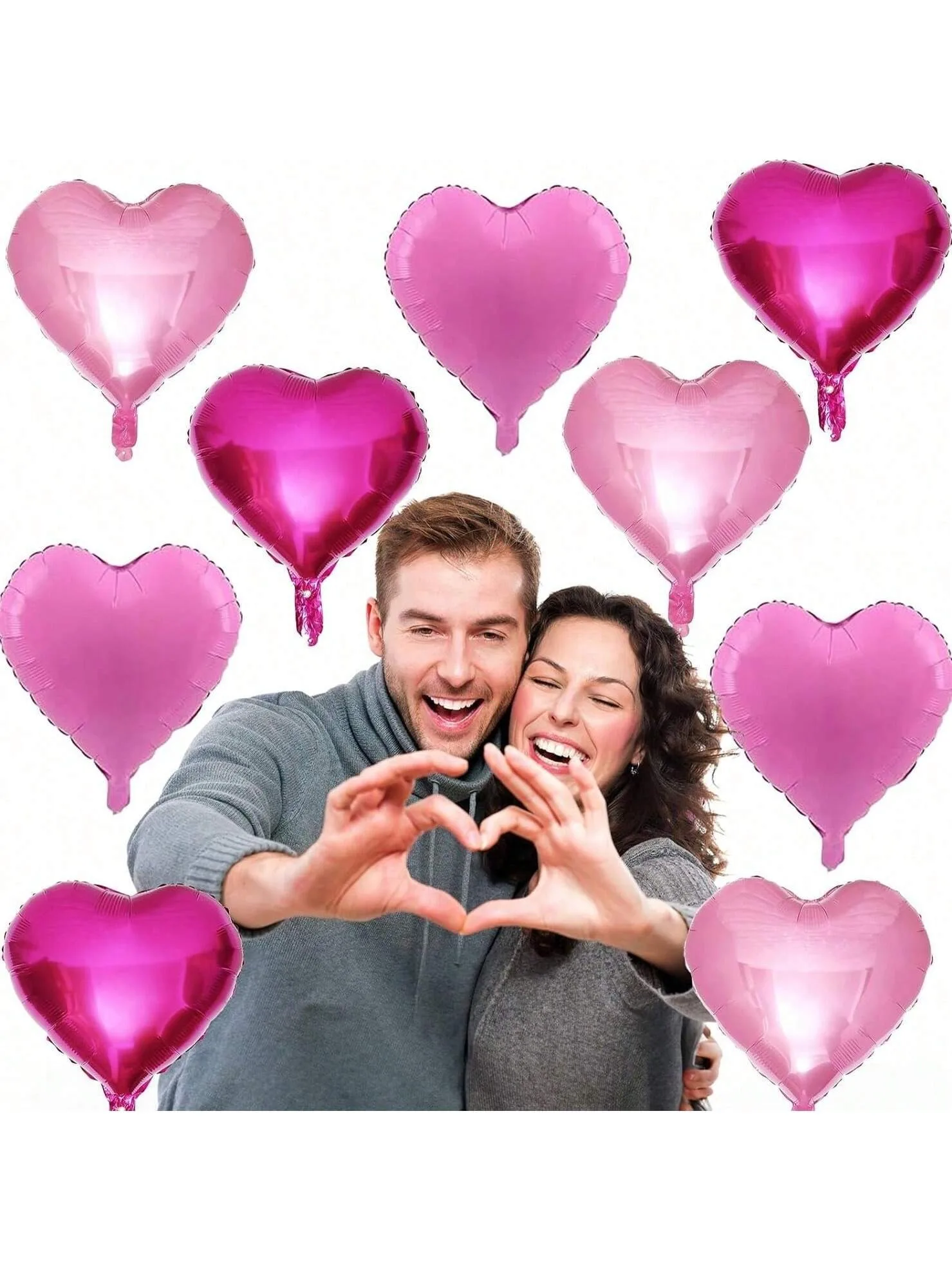 Hot Pink Heart Foil Balloons Magenta Light Pink Heart‑Shaped Balloons for Valentine Wedding Birthday Party Anniversary Decor view 4