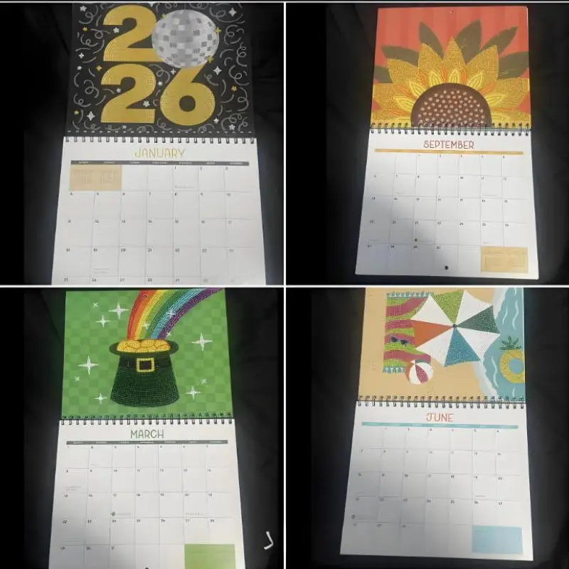 1 قطعة 2026 جدار التقويم طقم الطلاء 12 شهر الوجه تقويم الحائط مع للقيام قائمة عيد الميلاد مكتب المنزل الديكور هدية #3