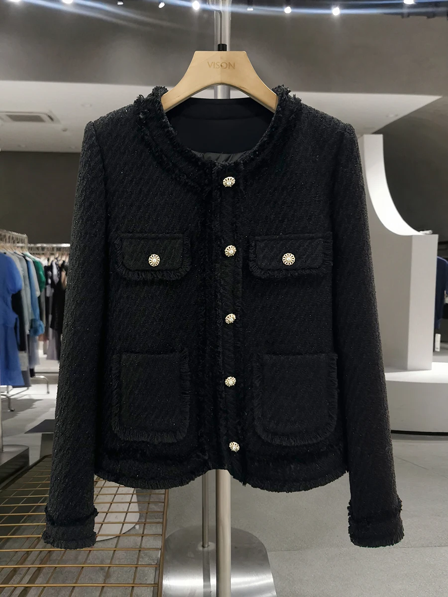 

Ele Bla Women's ort down Jaet Inner Woolen Coat 2025 Winter Thiened Slim Fit Faionable All-Match Straight Cut