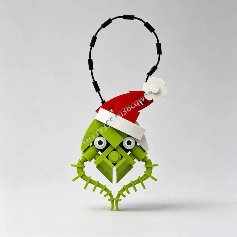 35PCS Green Monster Tree Ornament MOC Building Blocks Model Custom Assembly Creative Christmas Decor Toy Collection Holiday Gift