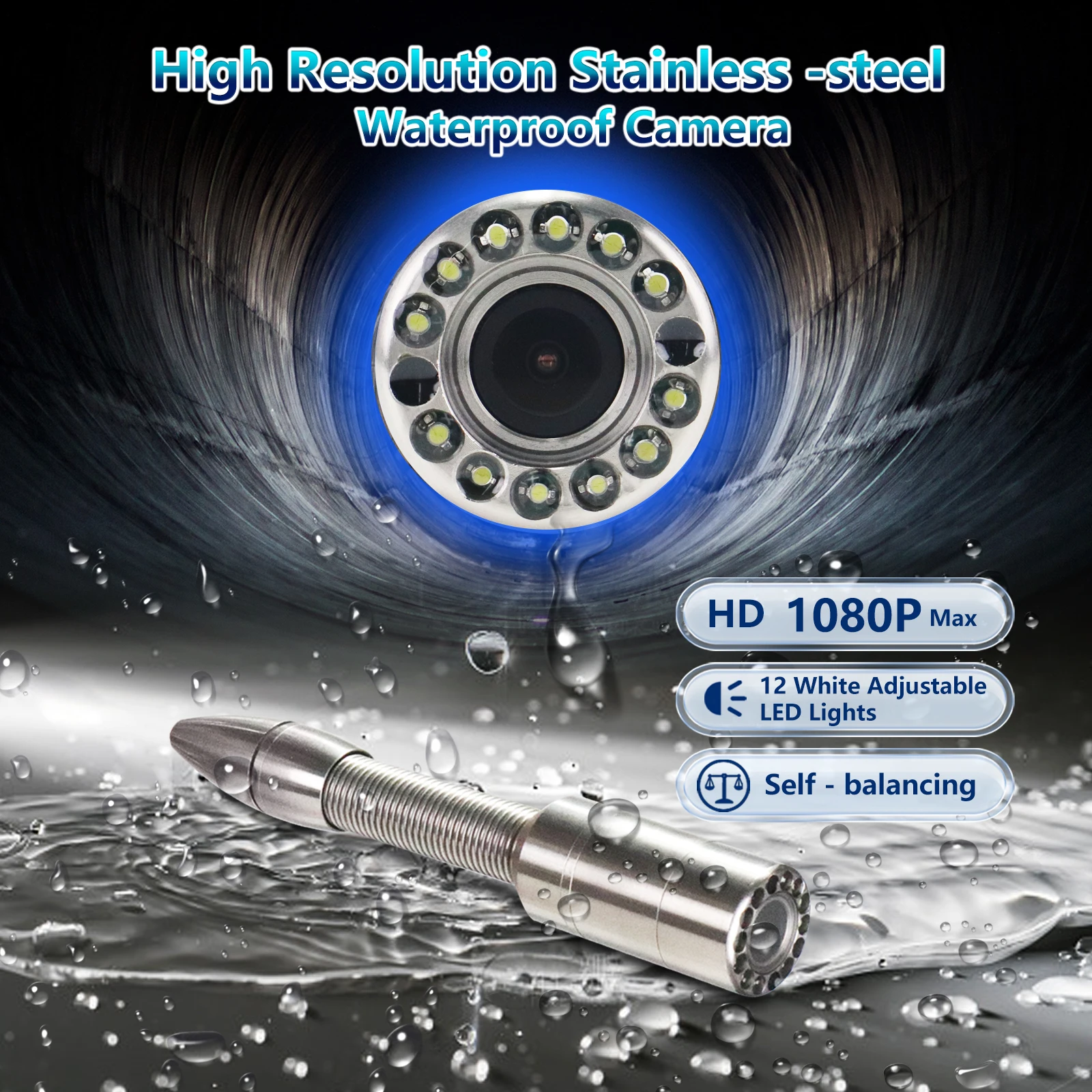 نسخة مطورة المحمولة سحب قضيب الأنابيب التفتيش كاميرا السباكة كاميرا الصرف الصحي 512 هرتز بالمنظار التناظرية فيديو كاميرا رقمية #3