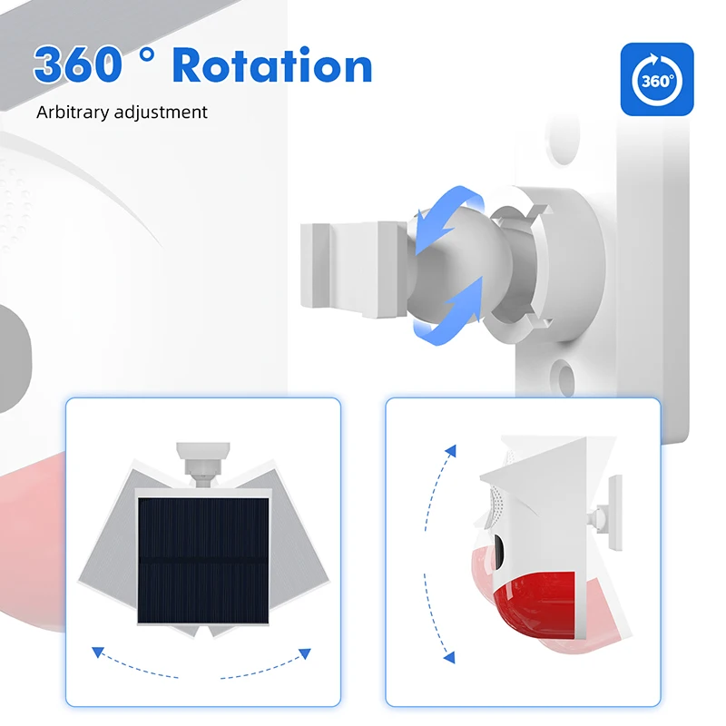 Tuya Wifi Solar Infrared Detector Outdoor waterproof PIR Sensor Built-in rechargeable battery Built-in buzzer 120dB Smart life