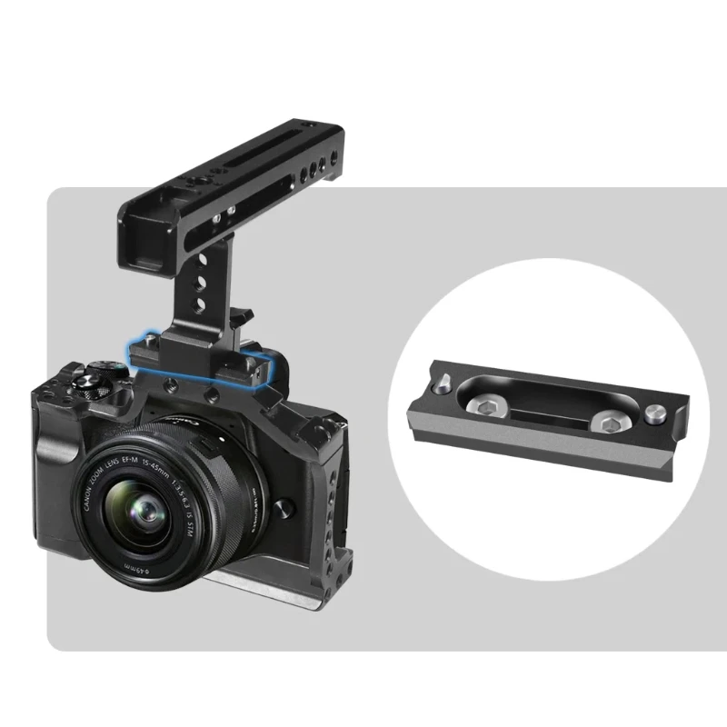 Schnellspanner-Sicherheitsschienen-Rig für NATO-Schiene 48 mm 63 mm für Anti-Off-Griff oben, Klemmschieber-Adapter, DSLR-Kamerakäfigverlängerung