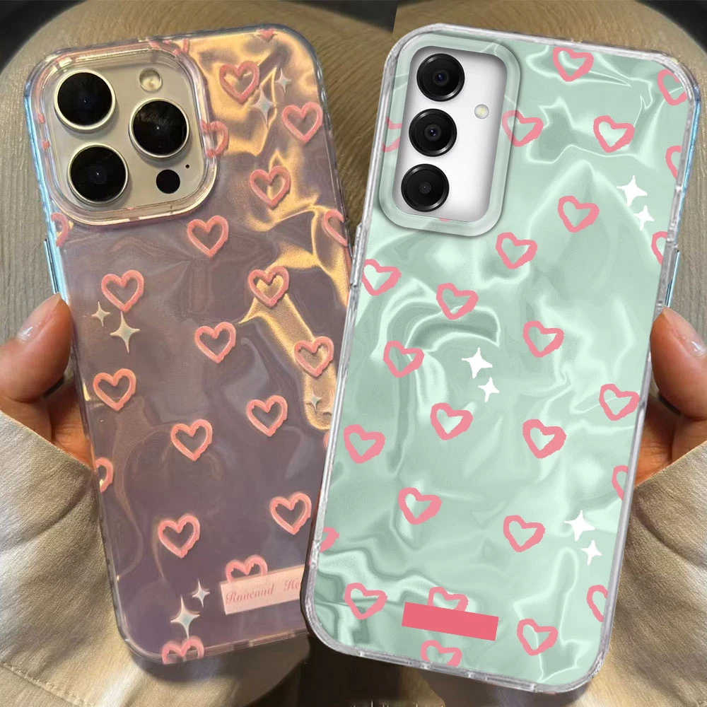 Pink Heart Love Women Girls Phone Case For Samsung Galaxy A55 A16 A07 A17 A26 A36 A56 A25 A35 A14 A34 A54 A15 A13 A32 A12 Cover