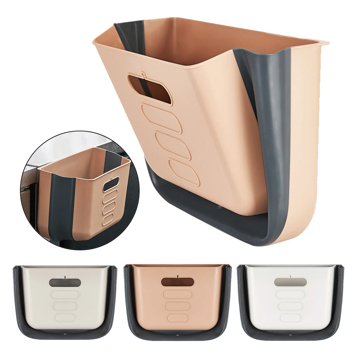 Foldable Hanging Car Trash Cans Garbage Bin Waste Storage Home Kitchen Cabinet Door