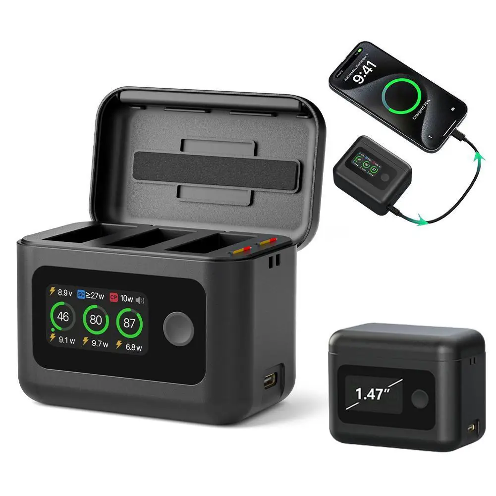 

For DJI OSMO 360/Action5Pro Charging Manager Portable Charging Case Battery Storage Box Action Camera Accessories