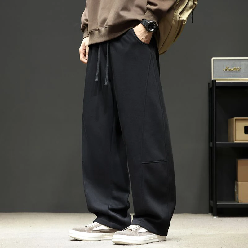 

Men Spring Autumn Loose Straight Leg Sweatpants Fashion Male Stretch High Waist Trousers Youthful Vitality Streetwear Pants