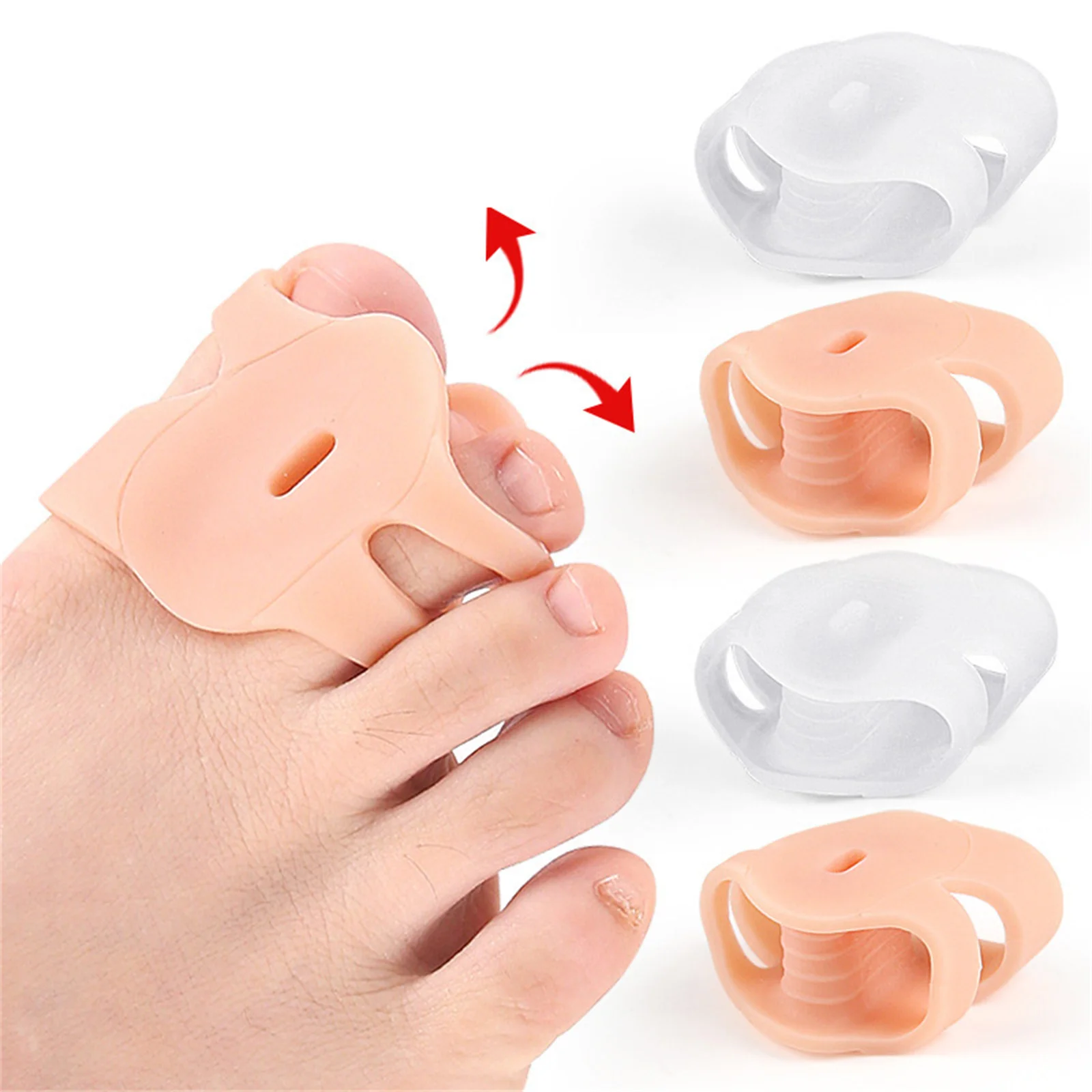 Bunion Corrector Toe Separator With Dual Holes Soft Silicone Bunion Protection Sleeve For Foot Alignment And Shoe Wear Comfort