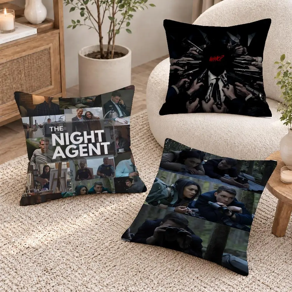 Hot Show The Night Agent Cushion Cover Short Plush Pillow Cover, Washable Wrinkle-Resistant for Sofa Bedroom Decor Gift