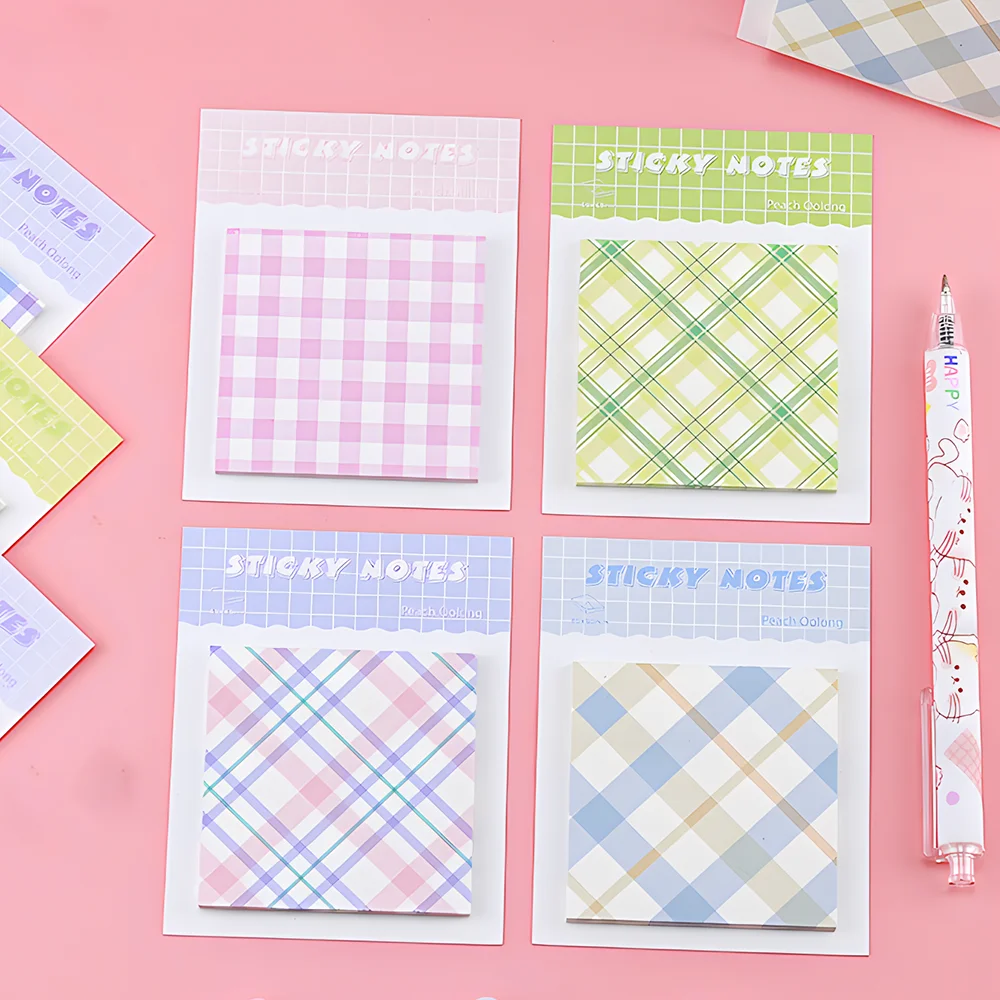 Coreano carino Plaid griglia Sticky Notes Memo Pad Fancy Planner Post Paper notepad donna ragazza Journal cancelleria indice Tab Checklist