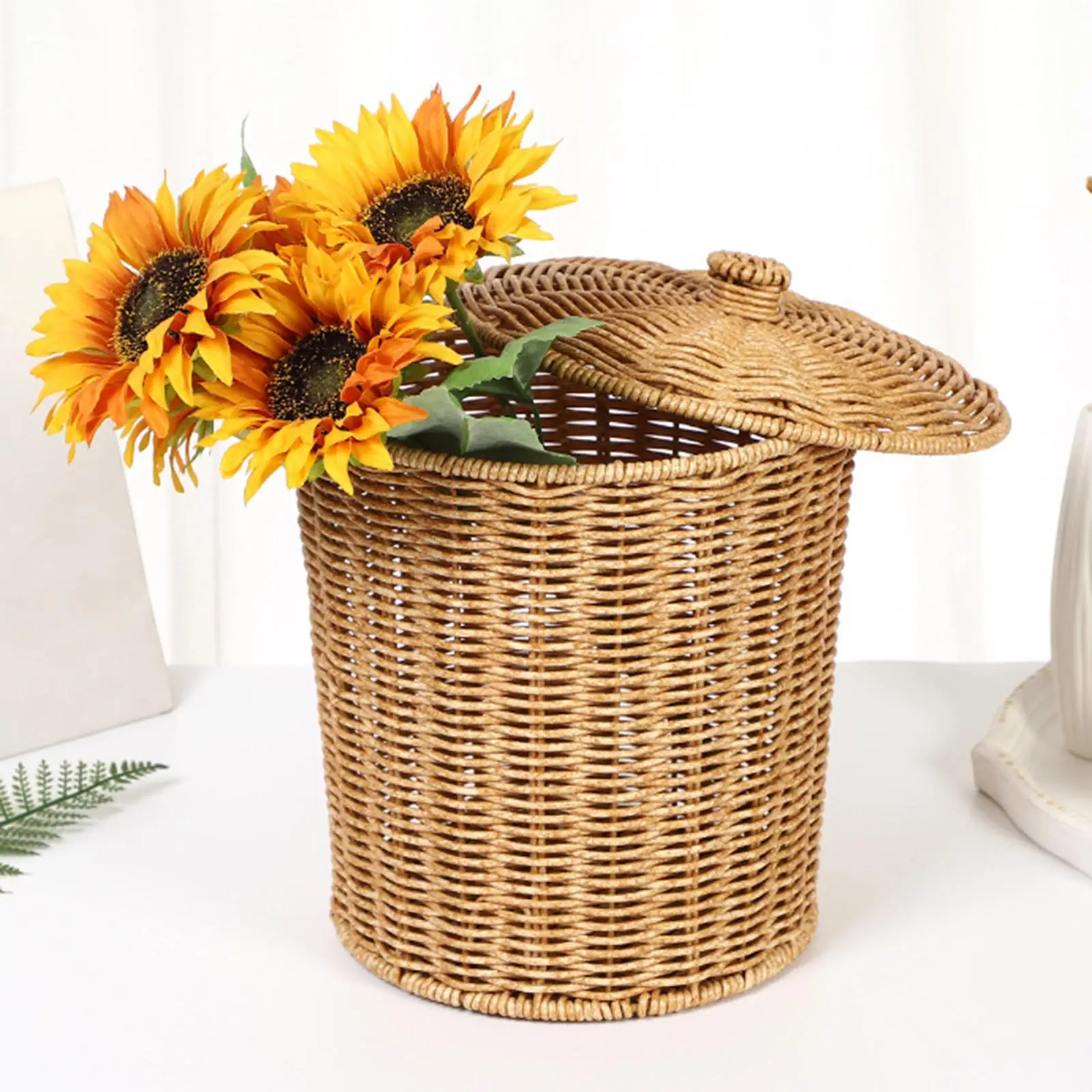 Laundry Hamper with Lid Large Opening Storage Basket Handwoven Storage Baskets for Bathroom Nursery Playroom Home Room