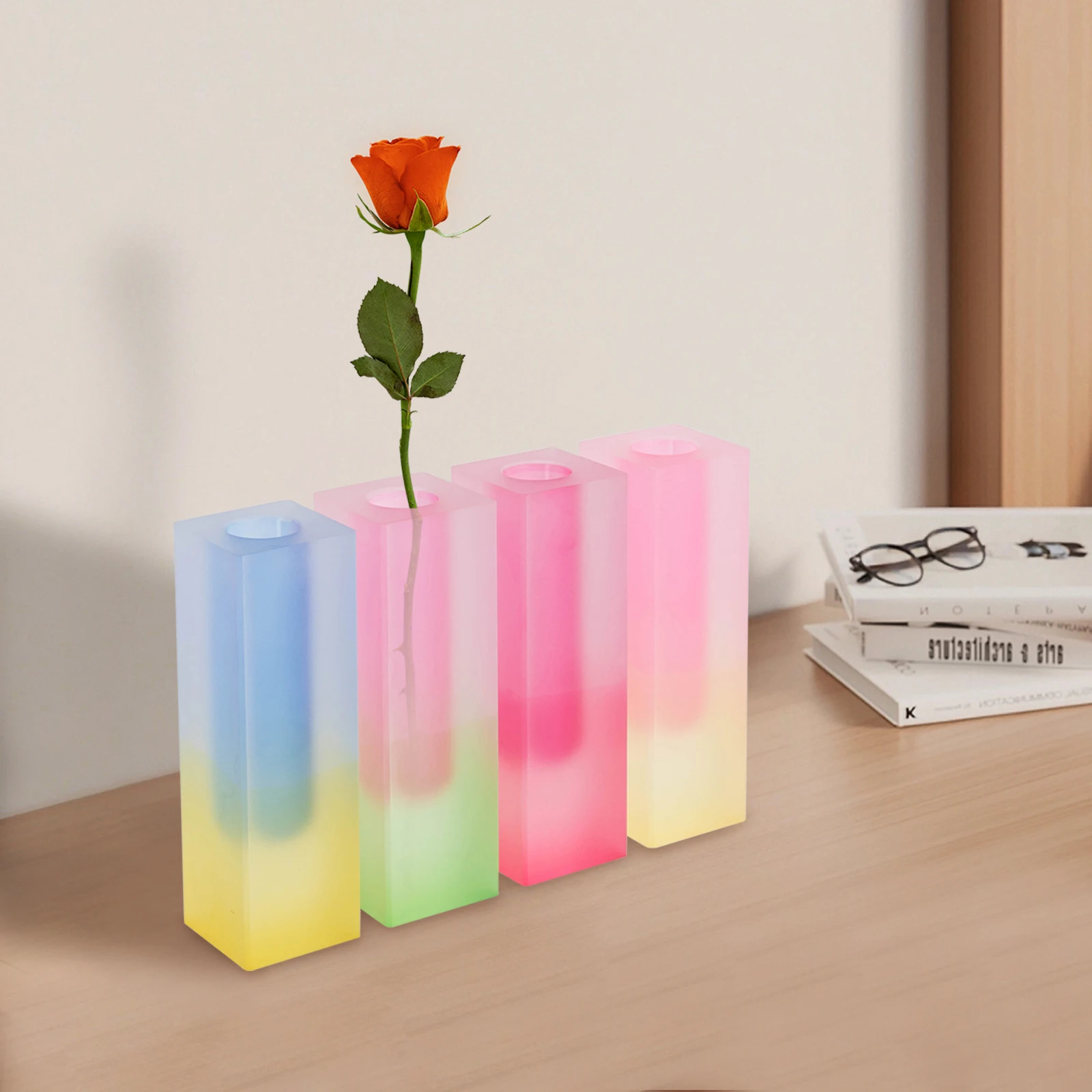 4 Pieces Acrylic Vase for Home Decoration, Gradation Flower Vase Stand, Modern Minimalist Decorative Vase