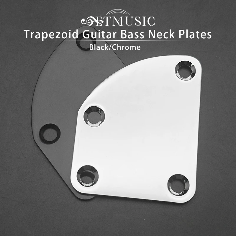 Trapezoid Guitar Neck Plates for Electric Bass Guitar Music Instruments Chrome / Black