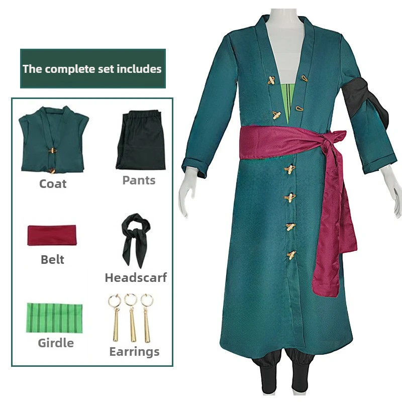 Fantasia Wano Land Roronoa Van Zoro Cosplay Kimono Anime Piraat Disfraz Kostuum Mannen Mannelijke Halloween Carnaval Party Kleding