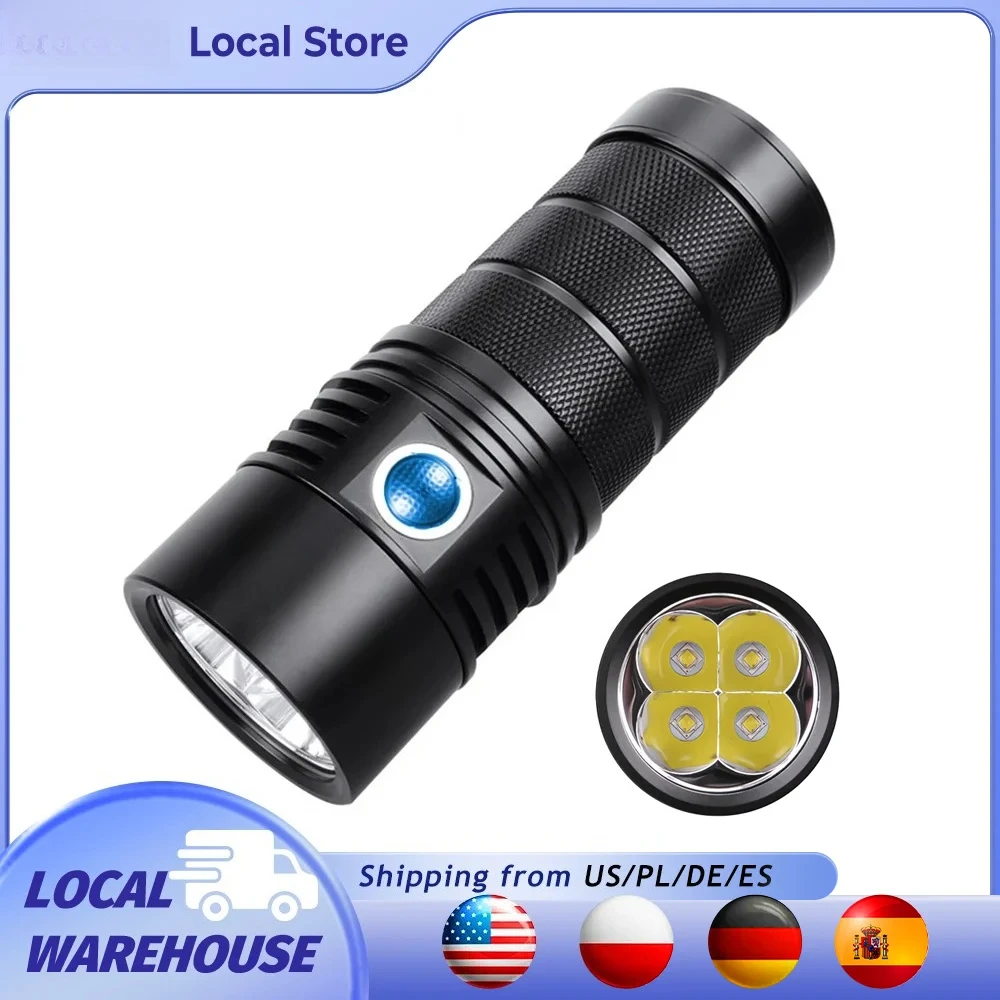 

SP36 Pro 8000lm Super Bright LED Flashlight 4*SST40 USB C Rechargeable 18650 Tactical Torch IPX8 Waterproof Camping Light