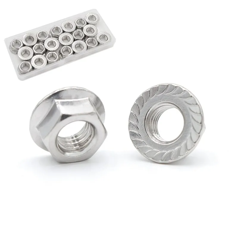M3-M12 Serrated Hexagon Flange Nut Stainless Steel self-locking Hex Nut Coarse Thread Fasteners Nuts Hardware Assortment Kit