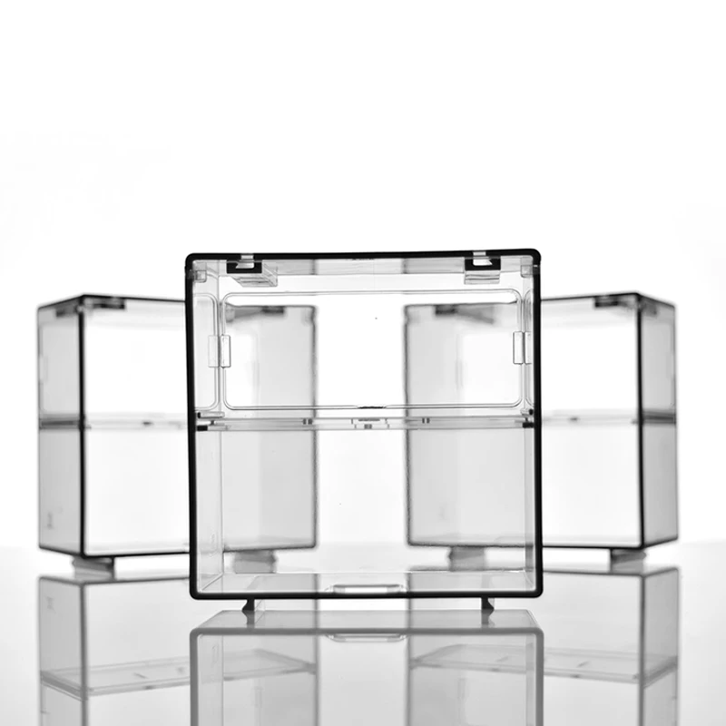 1 Pc Double Layer Small Scale Car Model Display Storage Box Set Transparent Dustproof Large Capacity Desktop Organizer