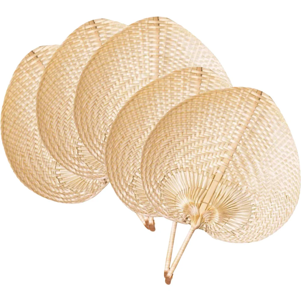 5 Pcs Hand- Held Fans Bamboo Chinese Style Natural Decoration Home Woven Weaving Wall Rattan Farmhouse