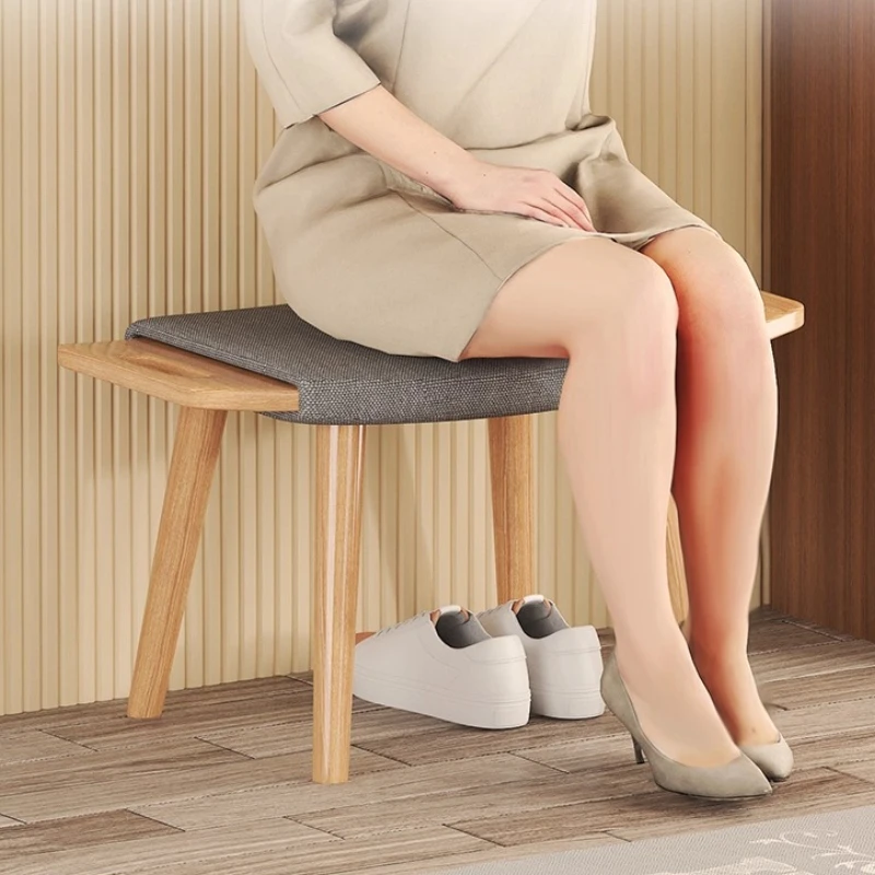 Solid Wood Entryway Shoe Bench, Space-Saving Soft-Padded Seating Stool for Living Room or Dorm, Stable Build  Easy Installation