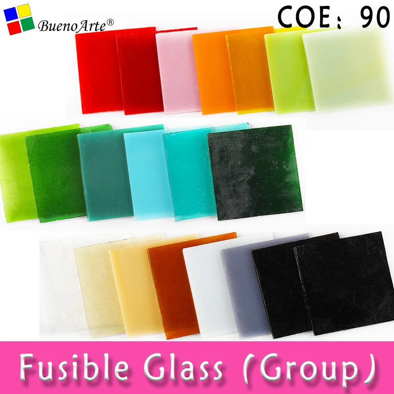 4 Pieces COE90 5x5CM Fusible Glass Pack Fusing Glass Mixed Colour Artisanal Production Creative  Handmade Melting Glass