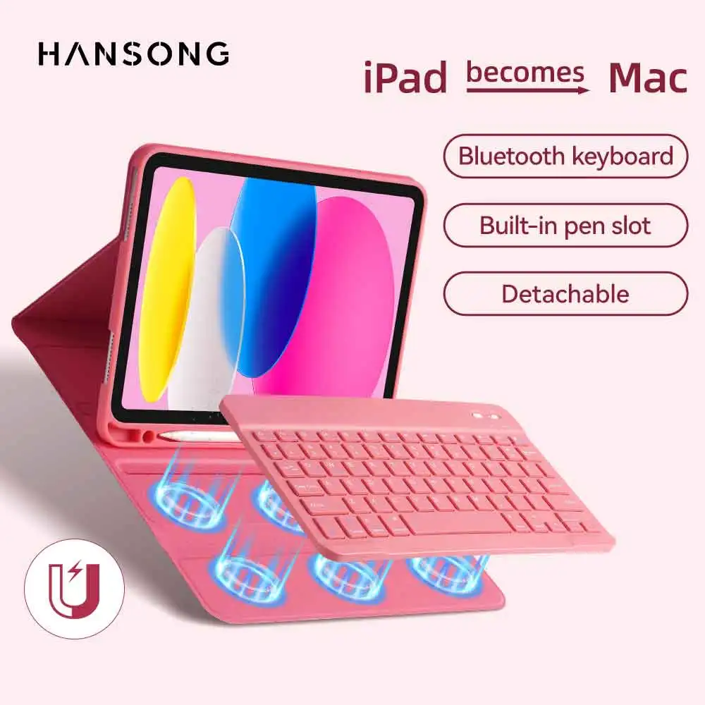 

Чехол-клавиатура для планшетов iPad 10-го, 11-го поколения, A16, Air 11, M2, M3, 2025, Air4, Air5, 10.9, Pro 11 с держателем для карандаша