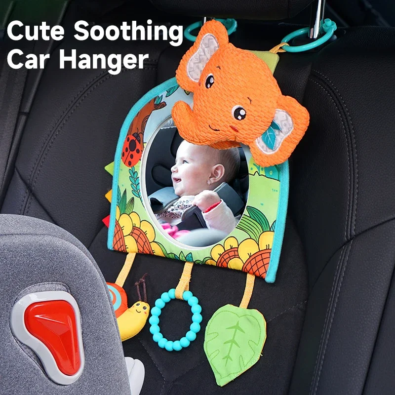 Montessori Baby Car Hanging Toys Colorful with Mini Mirror Interactive Hanging Toys For Attention Transfer Newborn Stroller Gift