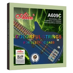 Alice A609C Colorful Coated Copper Alloy Wound Electric Bass Strings A Set 4 Strings Wholesales