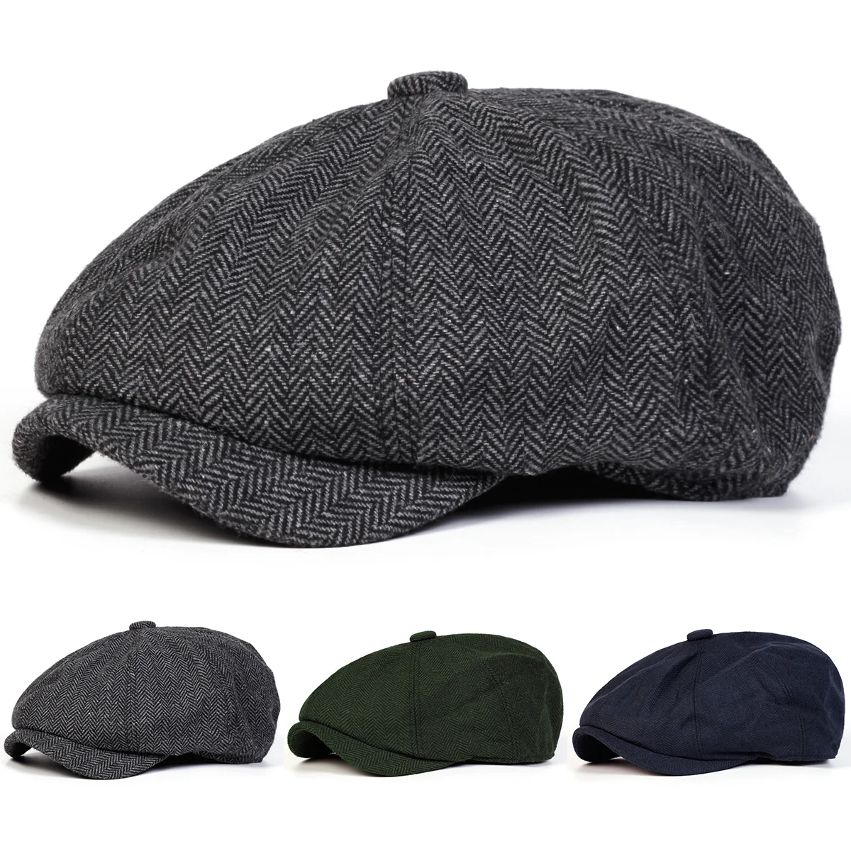 Unisex Retro Herringbone Newsboy Caps Männer Britische Maler Hüte Frühling und Herbst Baskenmützen Hip Hop Baskenmützen