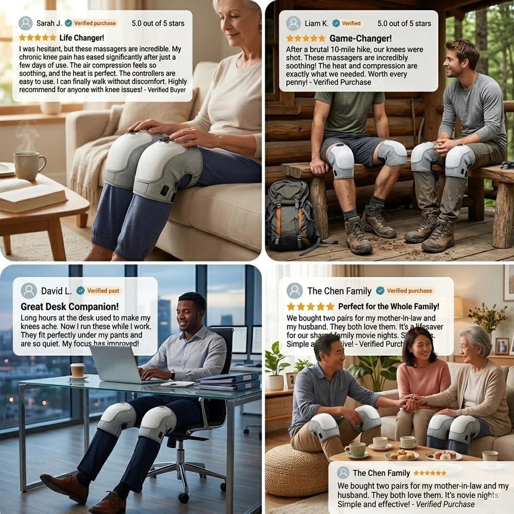 Electric Knee Massager Air Compression Relax Heat for Pain Relief Joint Physiotherapy Heating Pad for Arthritis Meniscus Elder