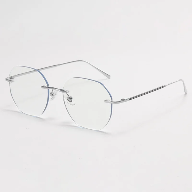 

Metal Rimless Glasses Frame Women Prescription Anti-blue light Myopia Optical polygon Eyewear 0 -0.5 -1.0 -1.5 To -5.0