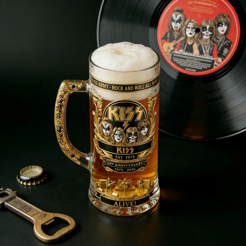 YANG-KISS 53rd Anniversary Commemorative Beer Mug Collectible Glass Tankard Barware Gift for Fans