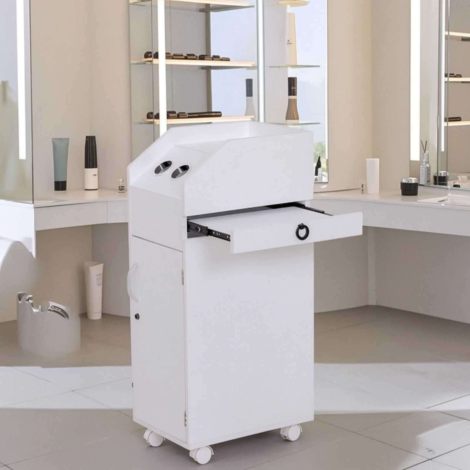Salon Cabinet with Wheels Compact Salon Cabinet Furniture Heat Resistant Modern for Hairstylists, Hair Salons, Barber Shops