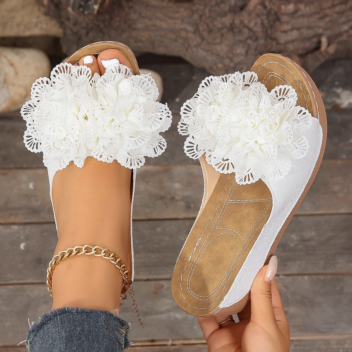 2026 New Women Platform Sandals Comfortable Flower Wedges Slippers Slip on Fashion Woman Shoes Summer Sandals Slides Women - view 3