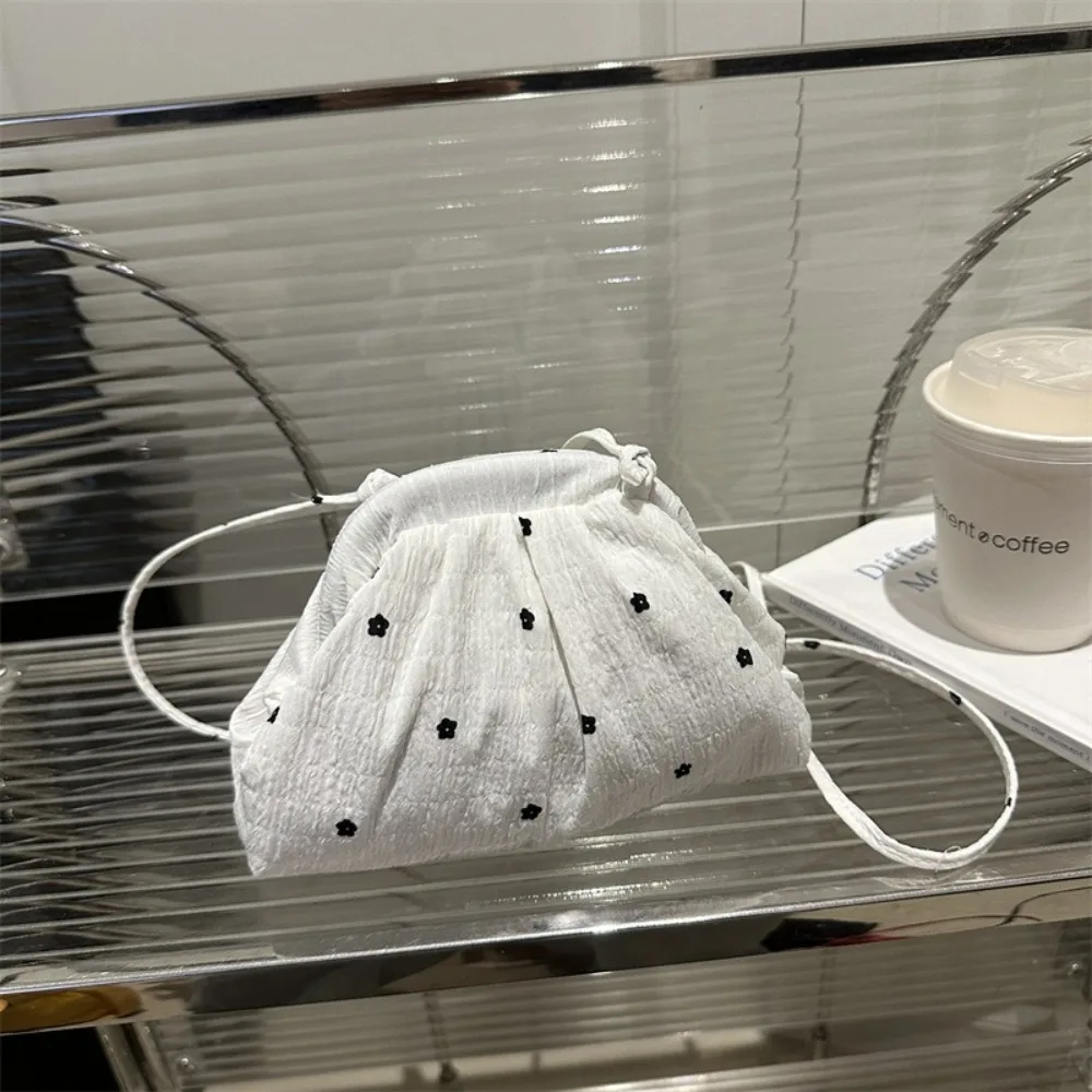 Sac à bandoulière simple en Polyester doux, sac de maquillage de Style coréen à fleurs, sac de téléphone à cordon de serrage, sac à bandoulière pour dames