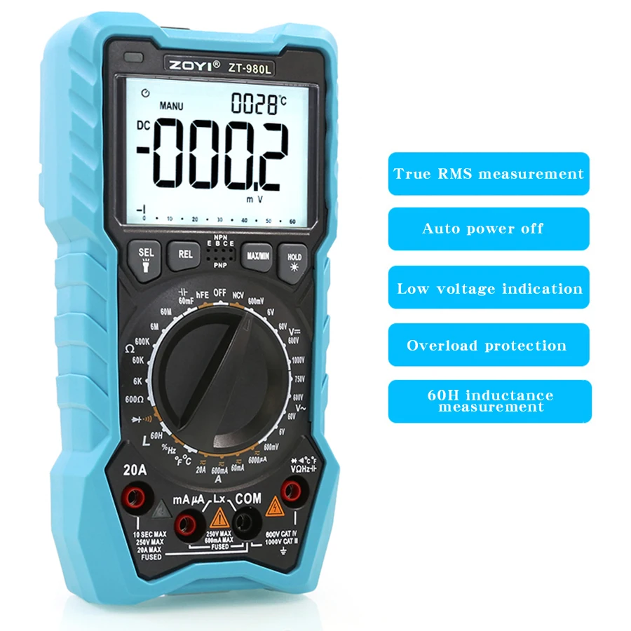 ZOYI ZT-980L Digital Inductance Capacitance High Precision Multimeter Universal Meter for AC/DC Voltage Current