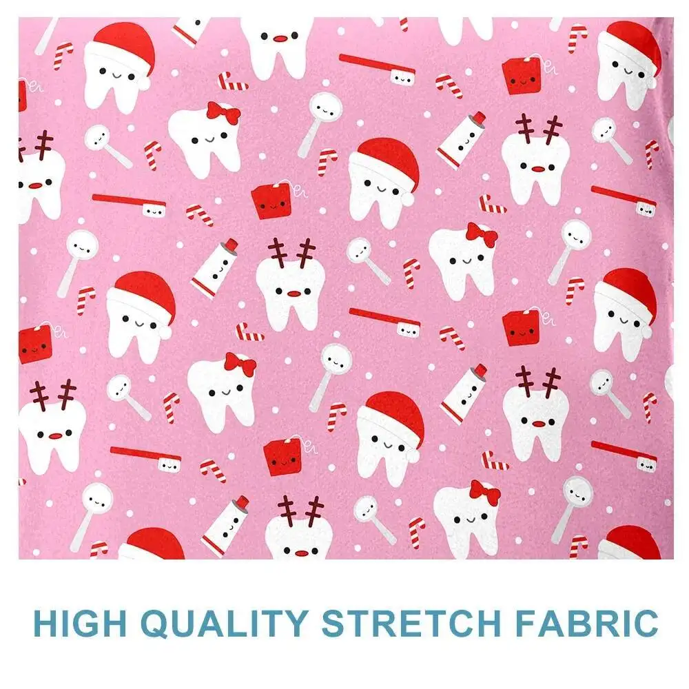 Świąteczny Nadruk Koszulka Damska Męska Strój Roboczy Dentysty Pielęgniarki Uniform Medyczny Koszulka Medyczna Damska Odzież Robocza do Szpitala Dentystycznego